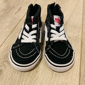 Vans Toddler Size 5 Black White Suede Zip High Top Canvas Unisex Shoe Sneaker